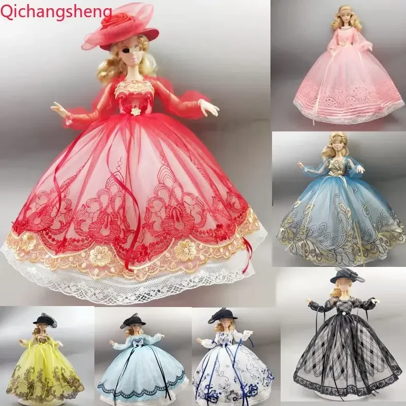 1/6 Doll Clothes Bowknot Puff Sleeve Wedding Dress For Barbie Outfits For Barbie Clothing Evening Gown 11.5