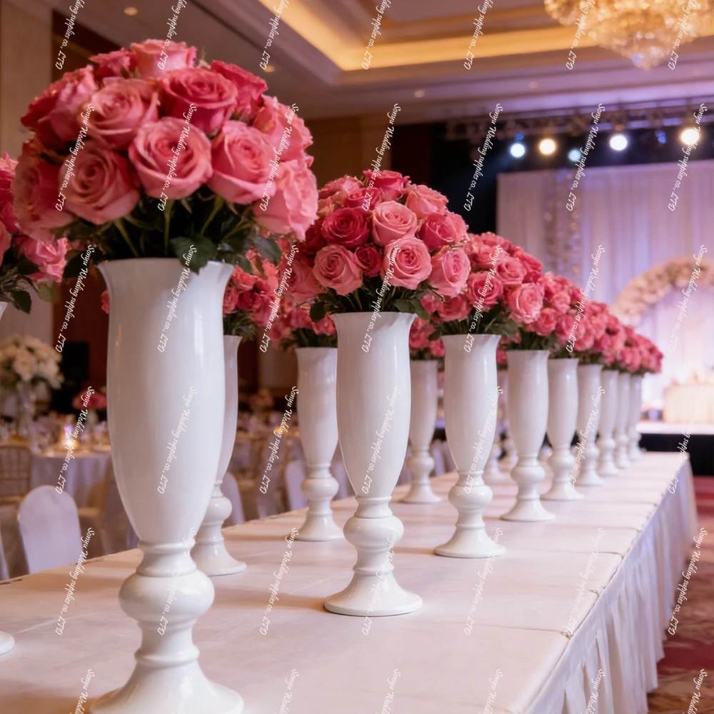 80/100cm 5pcs Tall Flower Vases Reversible Trumpet Flower Arrangeement fiberGlass Vase Stand forWedding Table Centerpiece