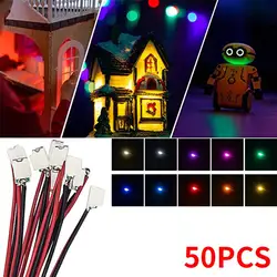50pcs/Set 0402 0603 SMD Lamp Wired Micro Litz Led Pre-soldered Chip Wired 3V Railway Model Toy Light DIY Leads Wires 30cm