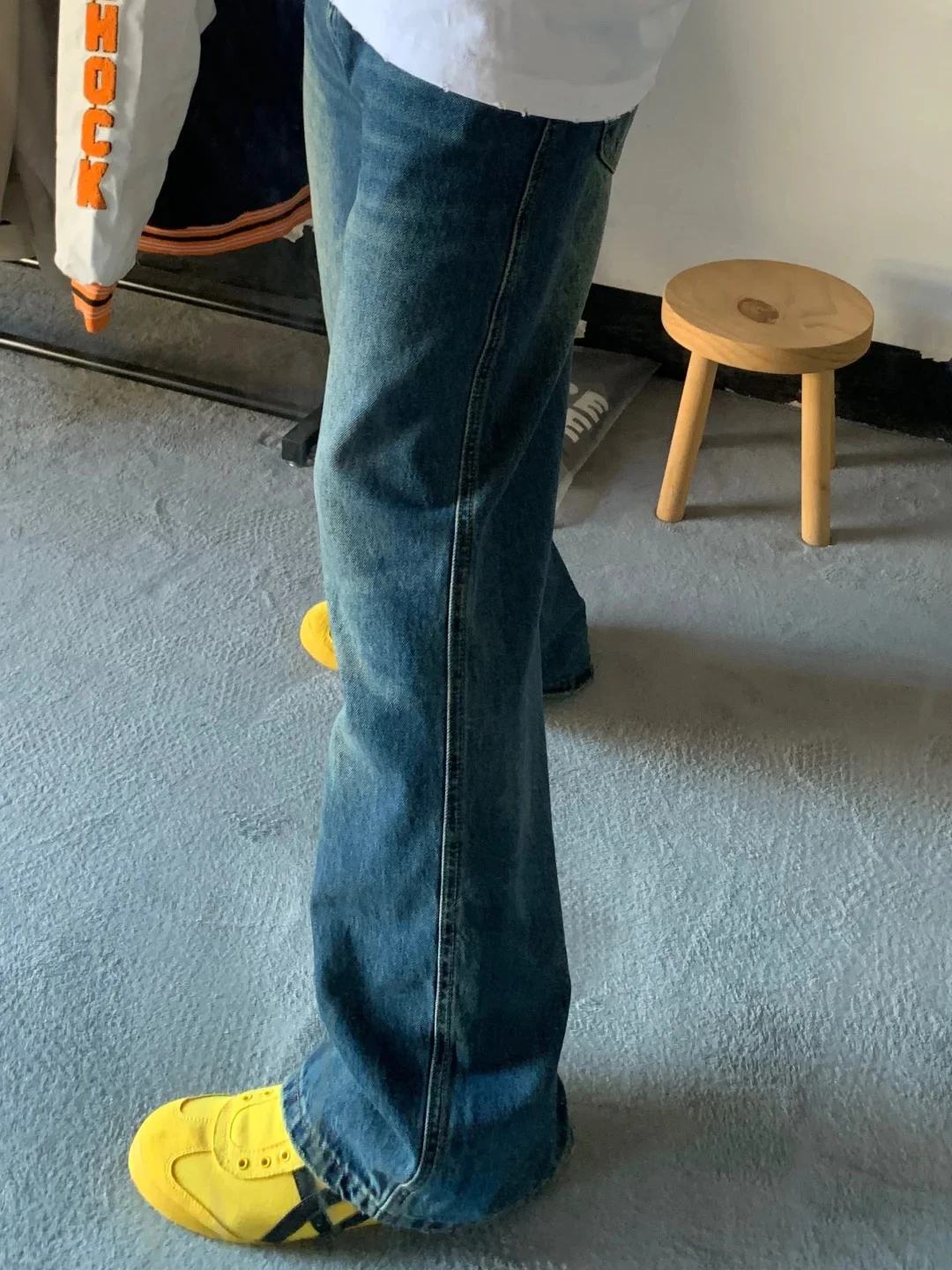 

Retro American Sle Men's Jeans adient Waed Straight Leg Elastic Slimming Capri Pants Youthful Trend Cotton Polyester Blend