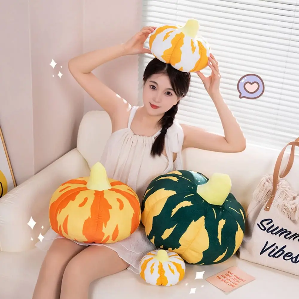

Lines Simulated Pumpkin Plush Doll PP Cotton Soft Halloween Plush Toy Funny Stuffed Halloween Pumpkin Throw Pillow