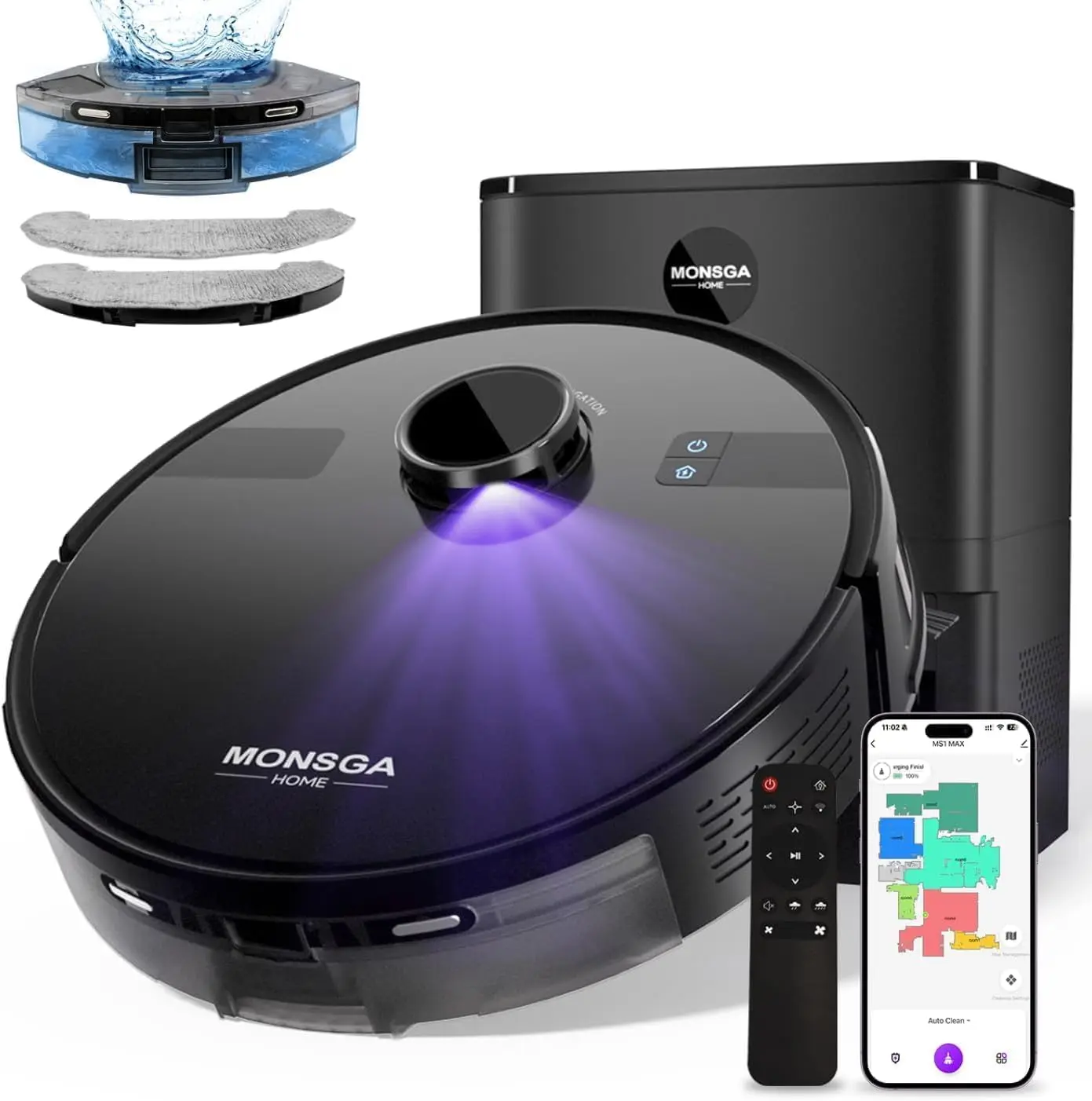 

Robot Vacuum and Mop Combo, 6000Pa Robotic Vacuum with 3.5L Self Emptying Station, Lidar Navigation Robot Vacuum Cleaner, 180min