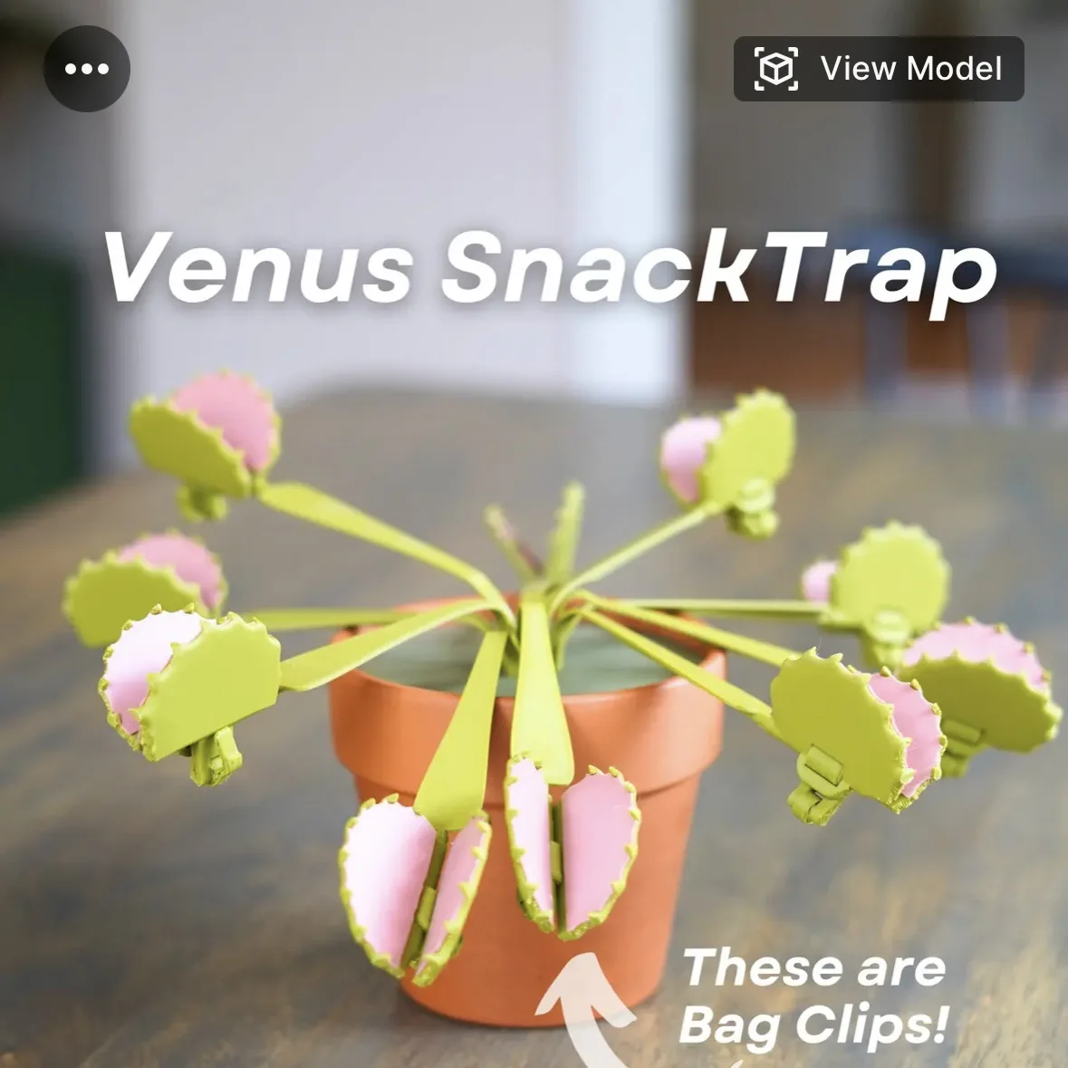 

New 3D-printed realistic potted plant Venus flytrap clip creative home decor desktop ornament