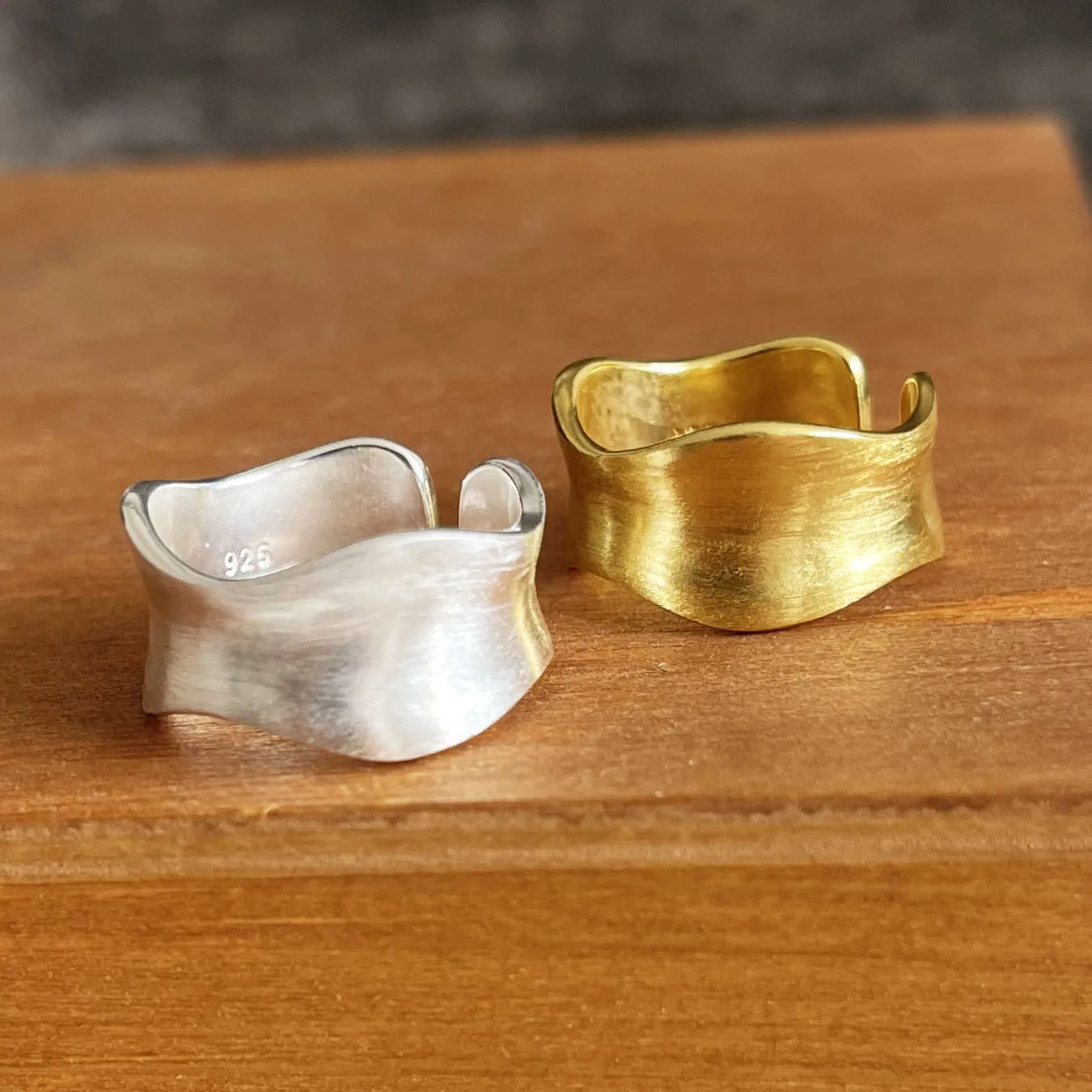 925 Sterling Zilveren Eenvoudige Ring Voor Vrouwen Fijne Sieraden Vinger Verstelbare Open Eenvoudige Vintage Gouden Ring Voor Feest Verjaardagscadeau