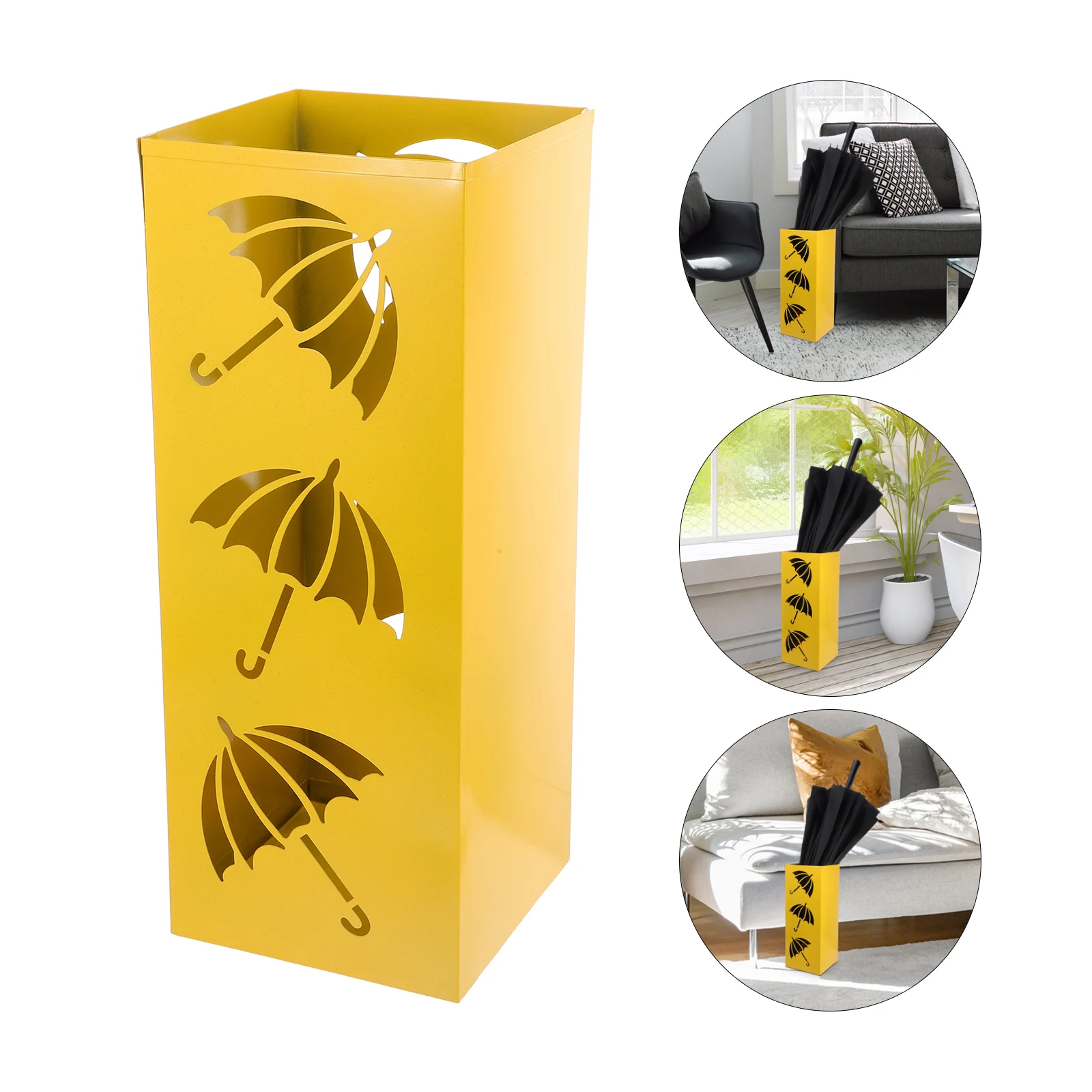 

Umbrella St Holder Large Capacity Metal Perforated Rain Container Entryway ganizer Storage Bin Indoor Square Non Slip
