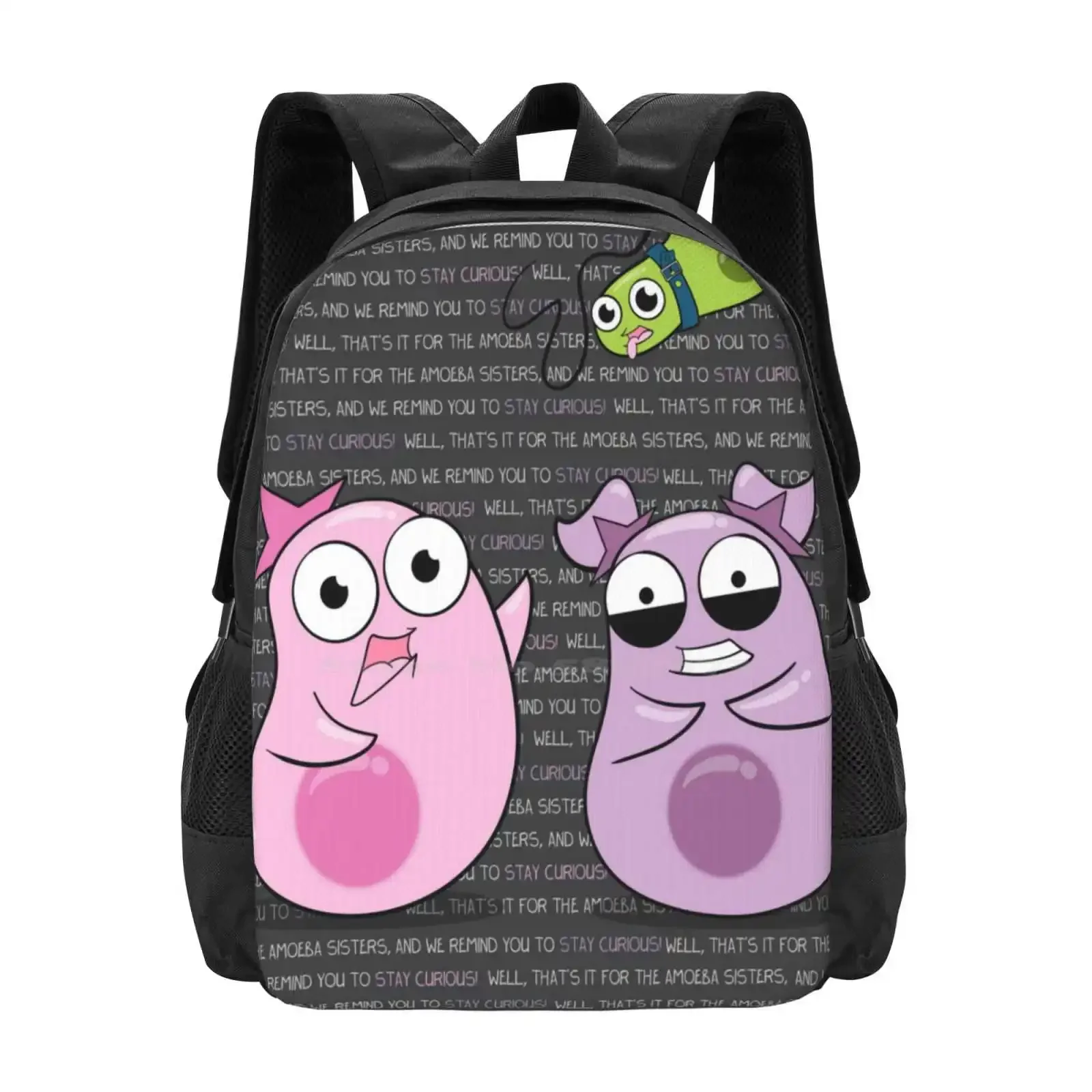 

Amoeba Sisters Catchphrase Hot Sale Schoolbag Backpack Fashion Bags Amoeba Sisters Amoebasisters Stay Curious Biology Science