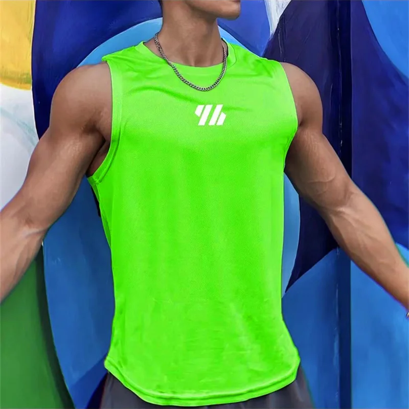 new Summer Gym Vest High Quality mesh Shirt Sleeveless T-shirts Men Tank Tops running Fitness Sports Vest men basketball tops