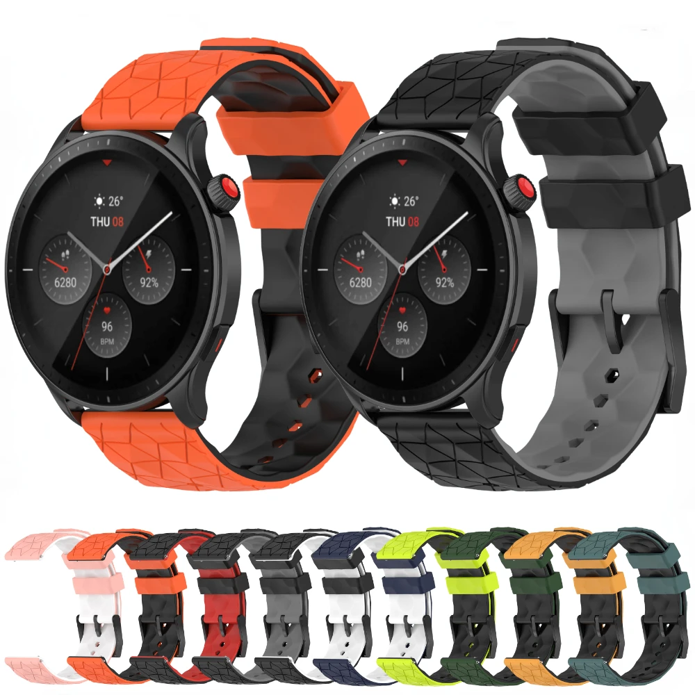 22mm 20mm silicone strap For Amazfit GTR 4/3 Pro/GTS/Samsung Galaxy 6 5 4 3 Color blocking sports wristband For Huawei 4/GT3 Pro