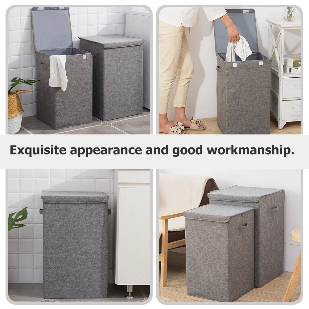 

Cotton Storage Box Large Washing Basket Laundry Baskets Clothes Hamper with Cover