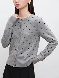 ZIQIAO Petite Round Neck Polka Dot Lazy Style Knitted Cardigan Women's 2024 Autumn Outfit New High-end Versatile Top 24ZQ93204