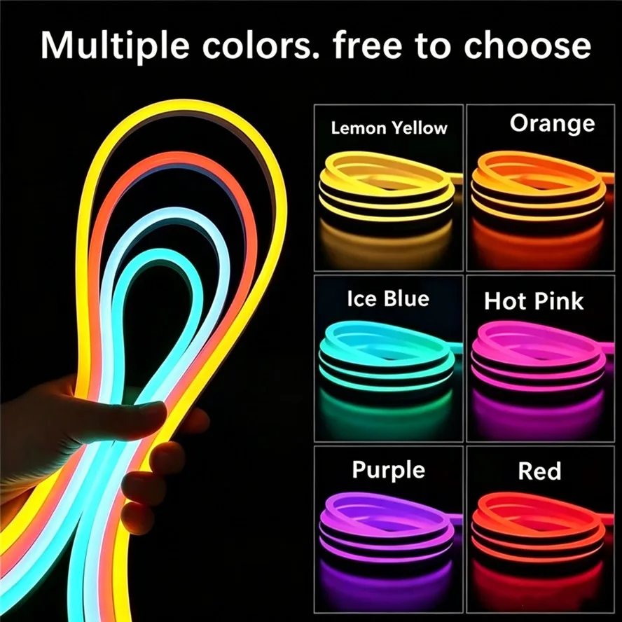 

12V SMD2835 LED Neon Strip Light 120LEDs/M IP67 Waterproof Flexible Silicone Lamp With 2Pin Wire/DC Plug For DIY Home Decoration
