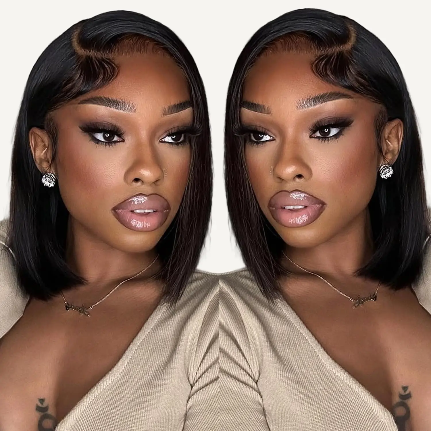 Парик Боб, бразильские парики из человеческих волос, парики из прямых волос для женщин, предварительно выщипанные отбеленные узлы, натуральные волосы, прозрачный парик на сетке