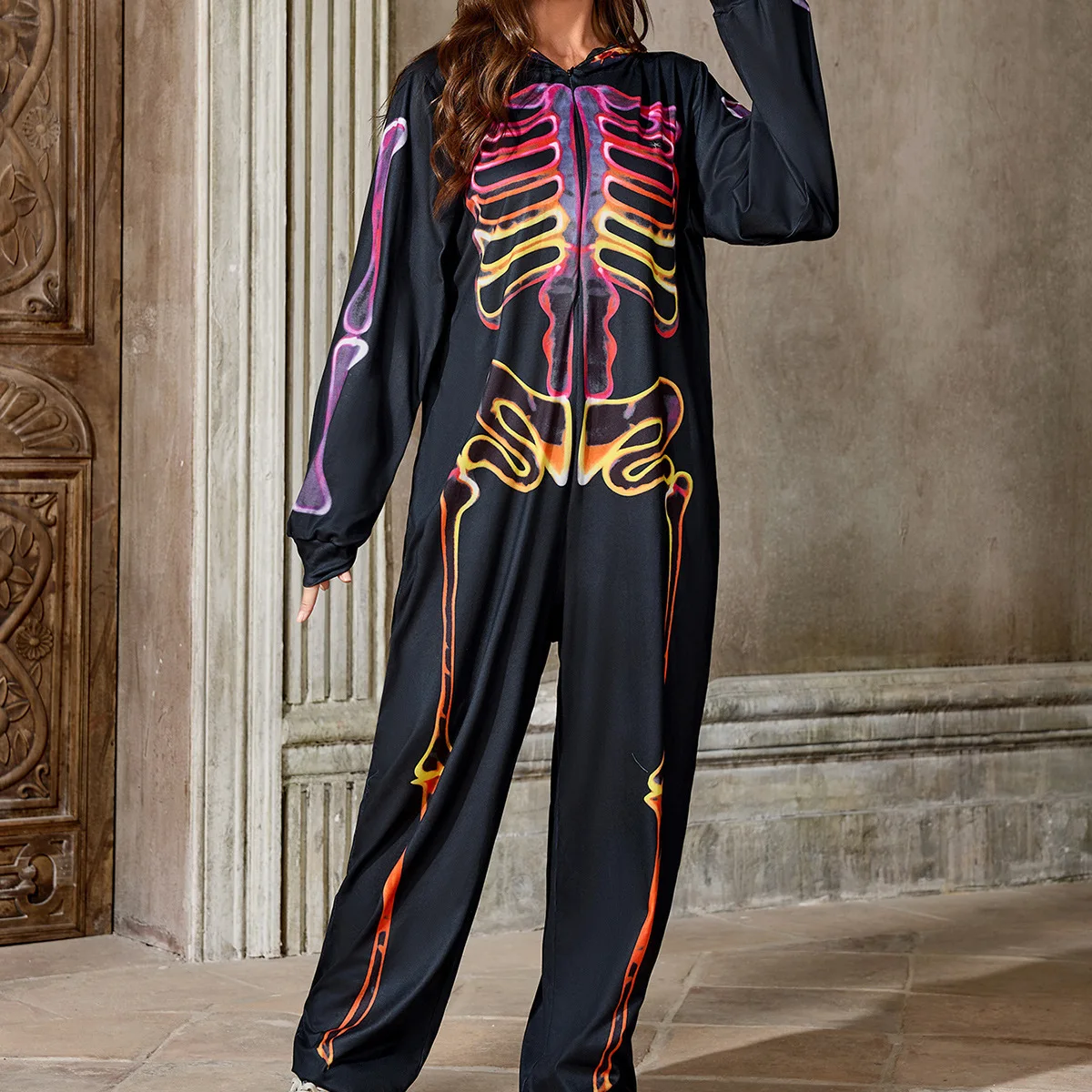 

Средневековый комбинезон для косплея на Хэллоуин, красочный комбинезон с черепом, сексуальные платья-корсеты, лето 2021, платье, халат, женское элегантное платье