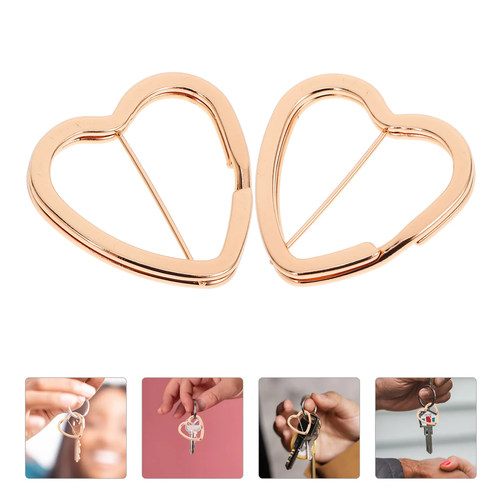 

30pcs Heart Shape Iron Split Rings Durable Metal Keychain Rings Wear Resistant Diy Jewelry Supplies Portable Key Organizers