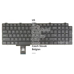 US UK Spanish Nordic Norway Danish Swedish Finnish Italian Czech Slovak Belgian Keyboard for Dell Precision 7550 7560 7750 7760
