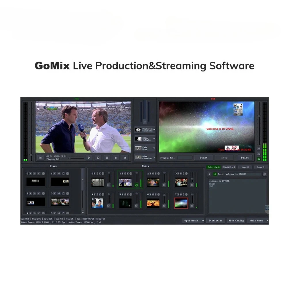 DIGICAST GOMix مستوى البث صورة برنامج الإنتاج المباشر محول الفيديو والخلاط IPTV #3