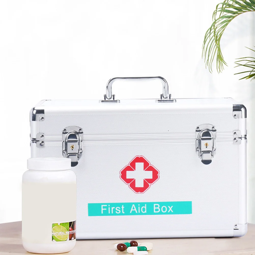 

1Pcs 14In Triple-Tier Medicine Case Lock Capacious Sealed Container for Safe Pill Storage First Aid Kit Portable