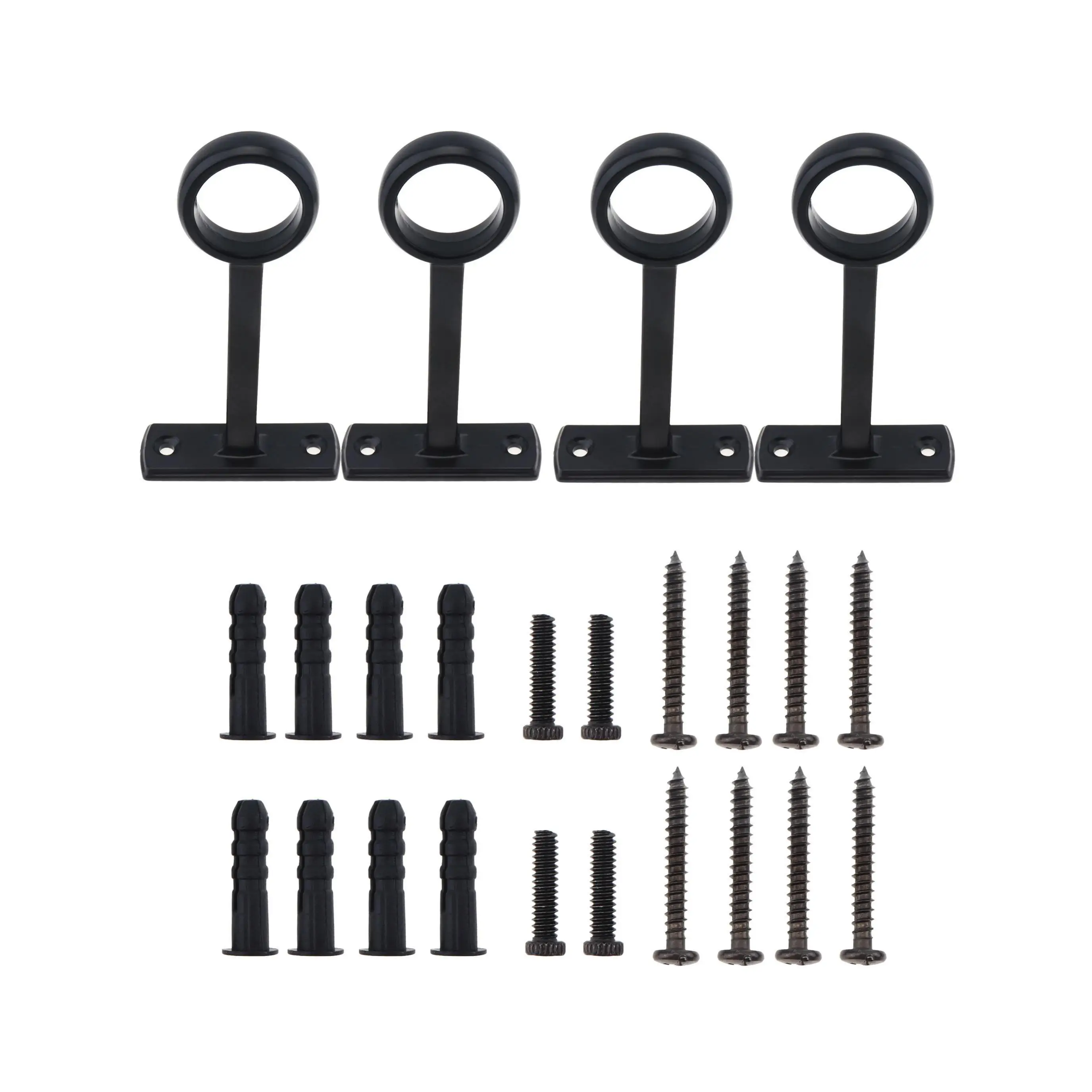 4 szt. Wytrzymały wspornik do karnisza z jednym otworem do sypialni/salonu z regulowanymi śrubami, wsporniki końcowe z gniazdem