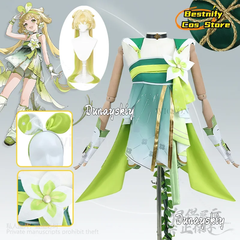 

КосплейVerina Аниме Игра Wuthering Waves Косплей Зеленый Эльф Весеннее Платье Костюм Лесной Стиль Девушки Женщины Лолита Ушники Парики Cus