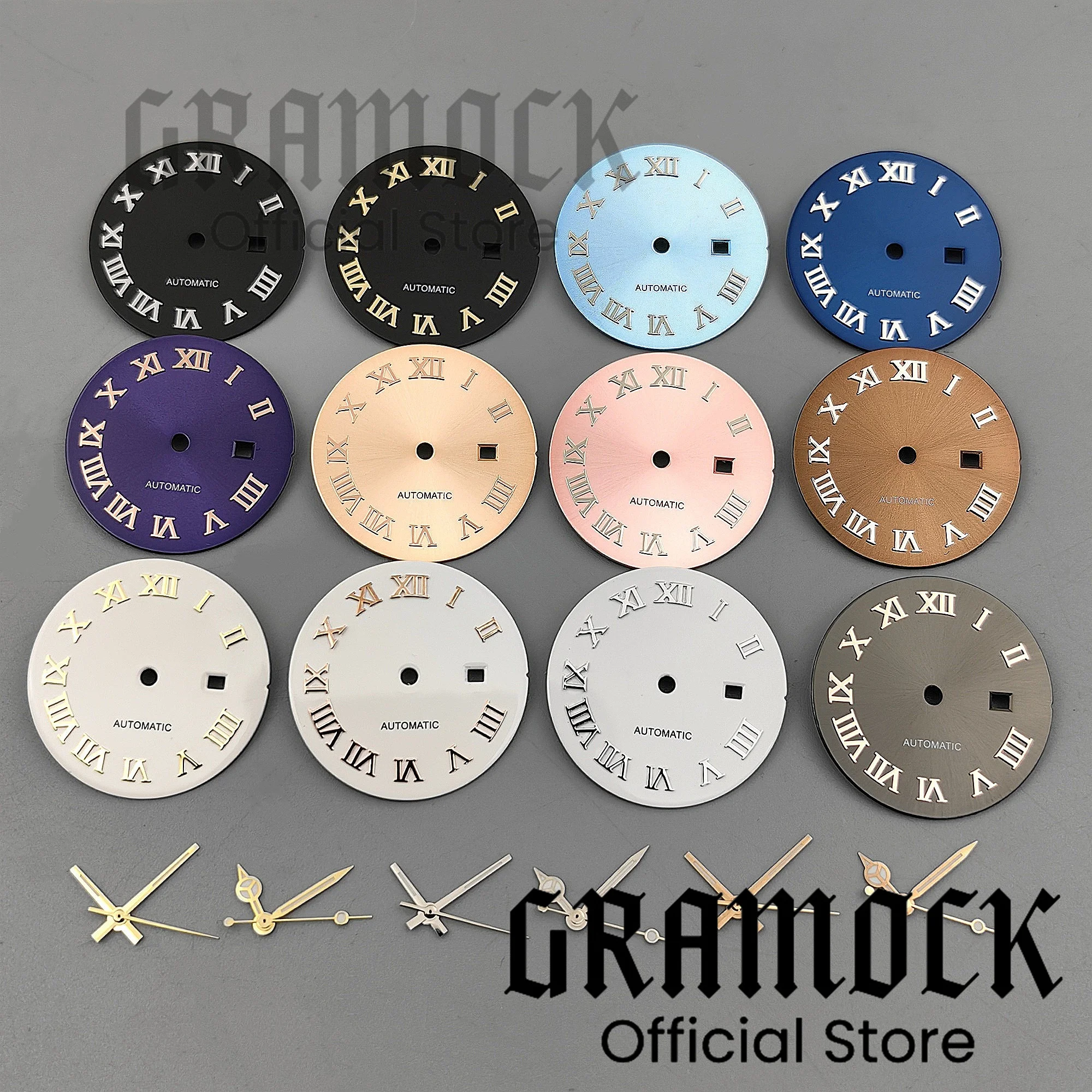 Gramock 24.5mm NH05 Women's Roman Mark Watch Dial Hand Baby Blue/Brown/Royal Blue Sunberst Face For Lady's Watch Mod Accessories
