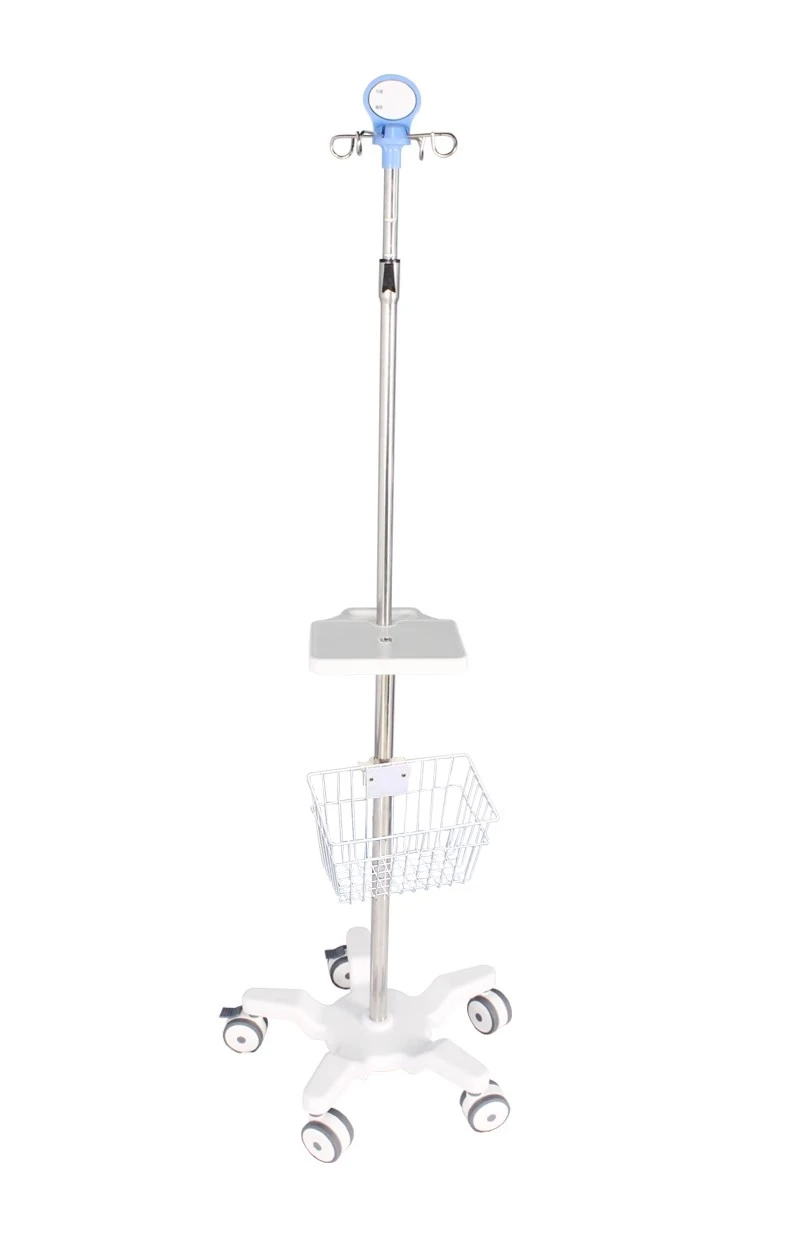 IV Pole Stainless Steel Adjustable Move IV Drip Mobile Stand Infusion Pump Holder Wheels Home Clinic Rack