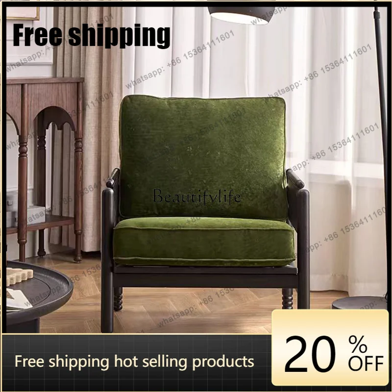 XX French Retro Solid Wood Leisure Sofa American Simple Living Room Bedroom Leisure Chair