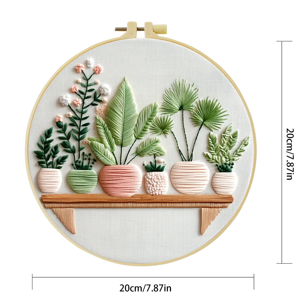 1 Stück 20X20CM/15X15CM 7,87/6,3 Zoll Topfpflanzen-Stickerei-Starter-Kit DIY-Kit DIY-Stickerei-Set für Anfänger – Detail 5