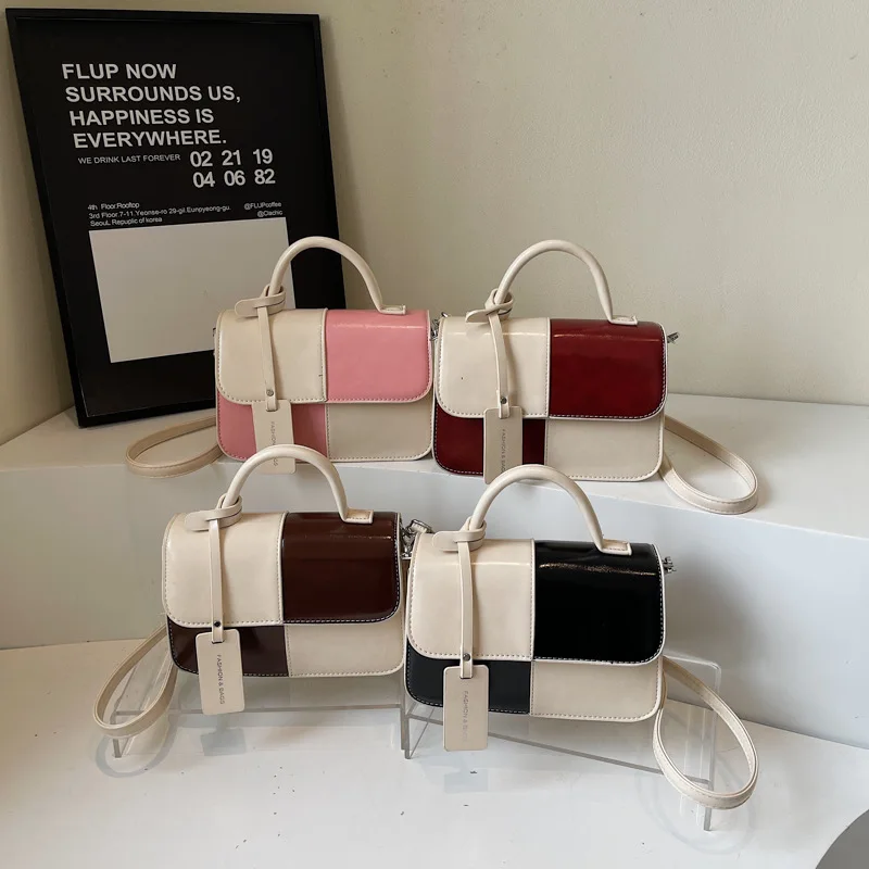 

Элегантная женская сумка через плечо в стиле ретро, новинка 2023 года, роскошная сумка через плечо с цветными блоками, модная маленькая сумка для всех случаев