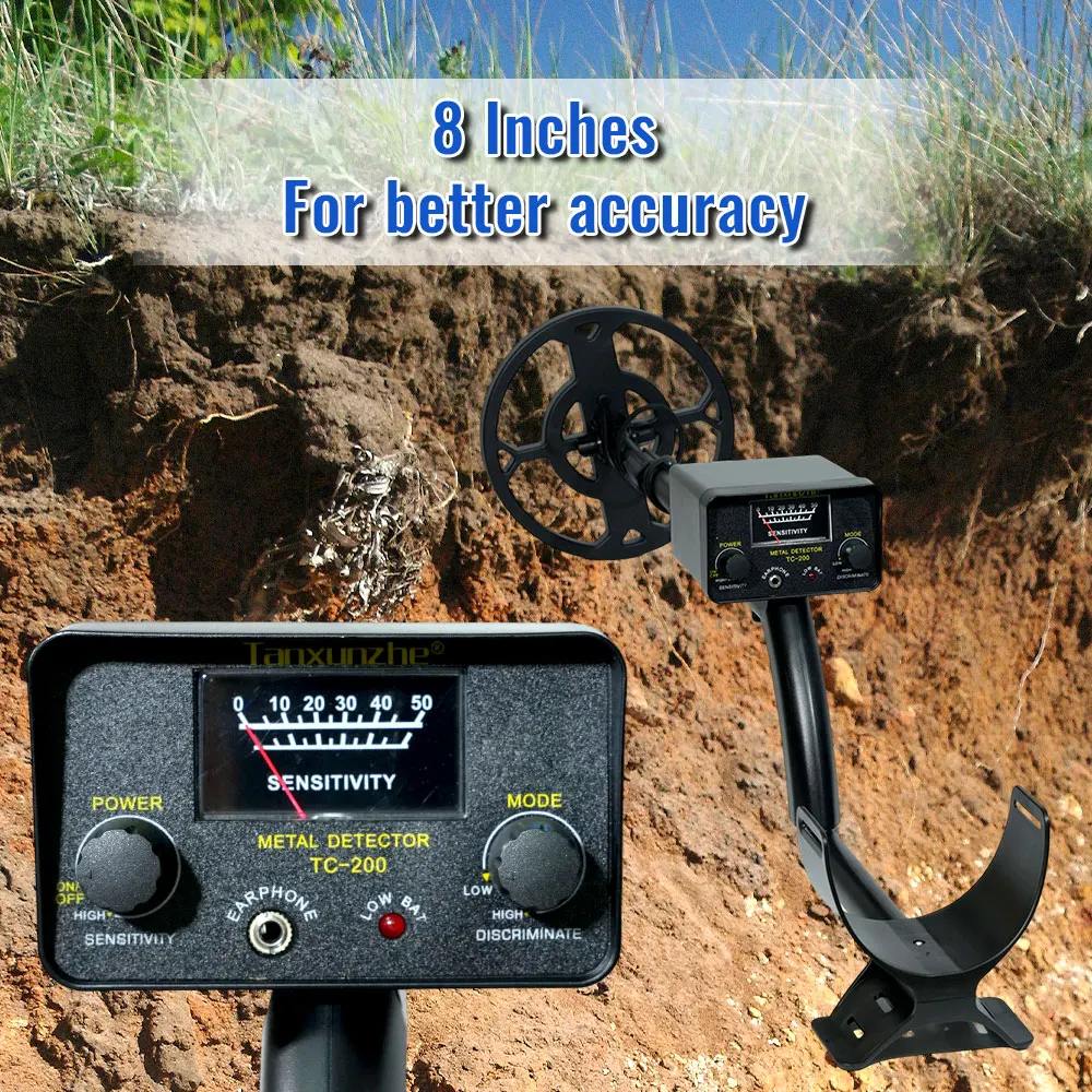 Detector de Metales Detector de profundidad subterránea rastreador ajustable Detector de metales Cazador de tesoros excavador de oro localización precisa TC-200