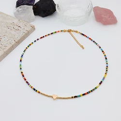 KKBEAD Boho Colorful Miyuki Seed Beads Necklace Heart Choker Y2k Accessory Rainbow Necklaces Lover Gift 2023 New Summer Jewelry