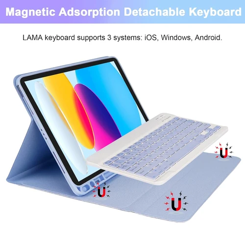 Imagen 2 del producto Funda con teclado para iPad 11.a generación (A16) 11 pulgadas 2025, teclado desmontable para iPad 10.a generación 10.9 pulgadas 2022 con portalápices