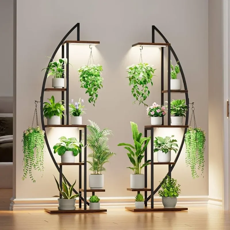 Indoor flower stand with plant light Balcony rack Succulent rack Living room multi-layer flower pot shelf  household goods
