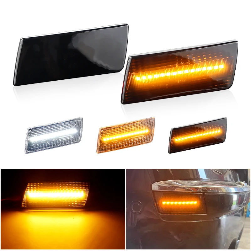 

2PCS Front Bumper Signal Lamp White Amber LED Side Marker Lights Driving/Parking Light for Chrysler 300 300C 2005-2010 4805861AA