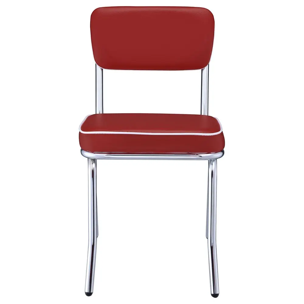 

Home Furnishings Retro Set of 2 Open Back Dining Side Chairs Faux Leather Upholstered Back and Padded Seat Cushion Sturdy Steel