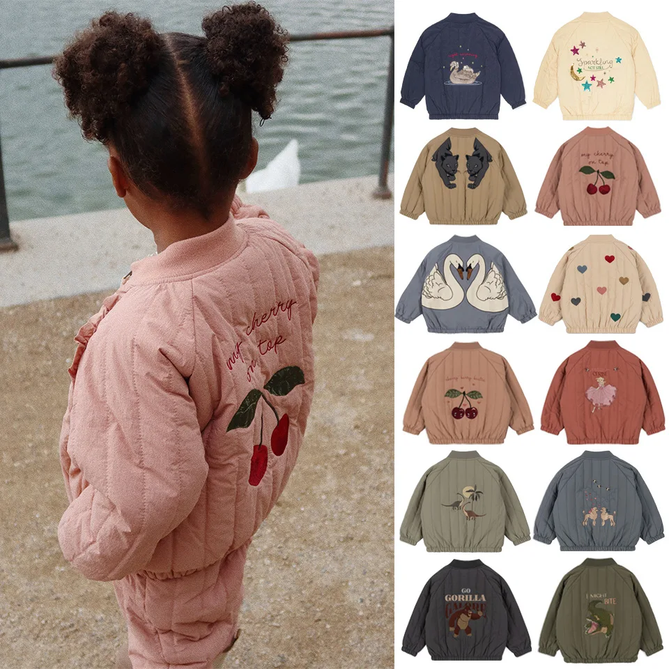 

OUYANG&IVAN24 AW New KS Children's Cotton-padded Jacket with Cotton and Fleece Thickened Animal Cartoon Zipper Coat Boy Girl Top