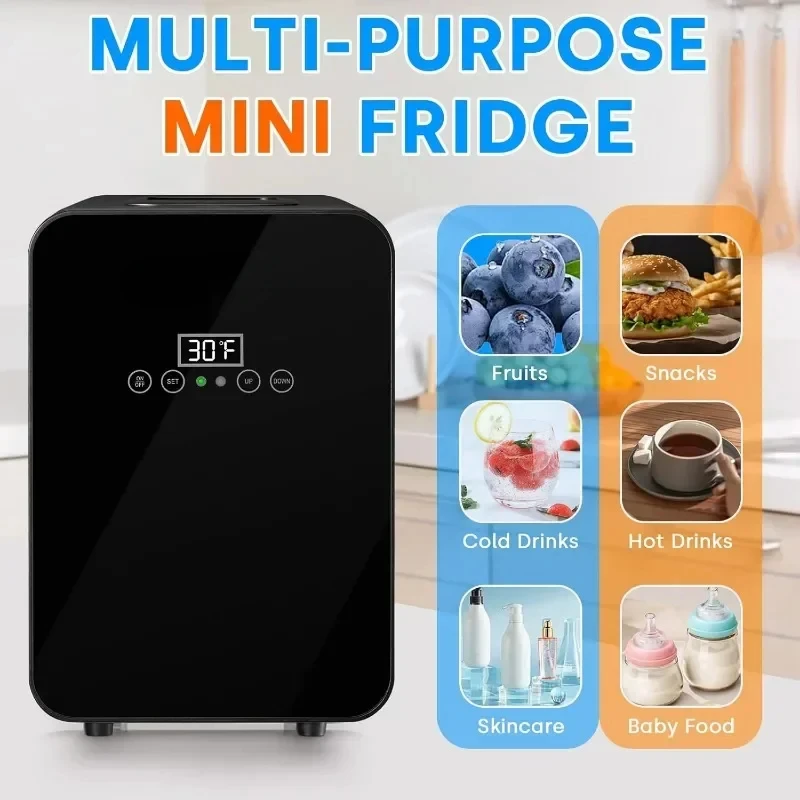 Mini Refrigerator Skincare Fridge 10L Portable AC+DC Power Cooler & Warmer Cosmetic Fridge for Bedroom, Car, Office, Skincare