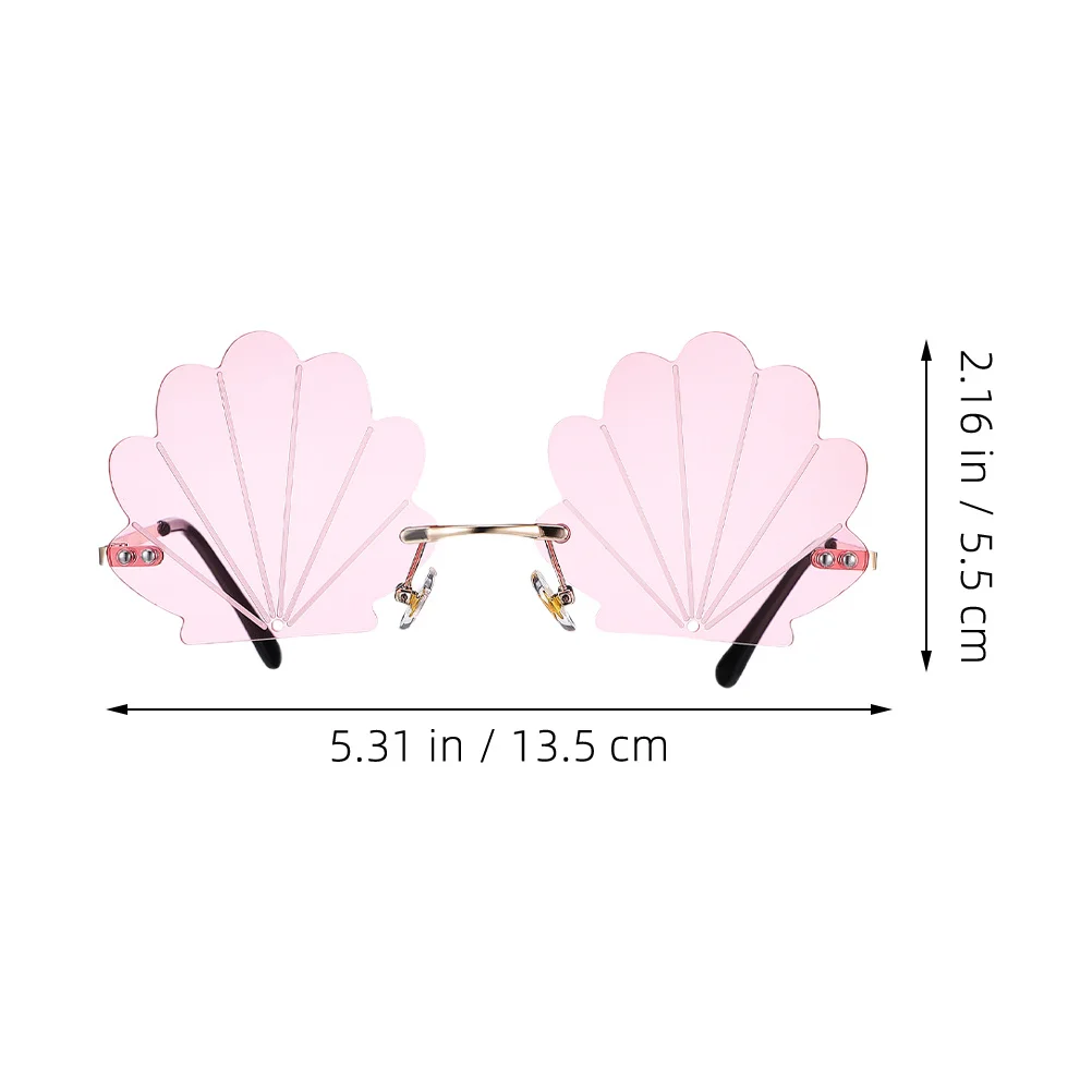 

3Pcs Gold Frame Rimless Sunglasses Lightweight Frameless Shell Shape Party Sunglasses Photo Props Accessories Shell Glasses