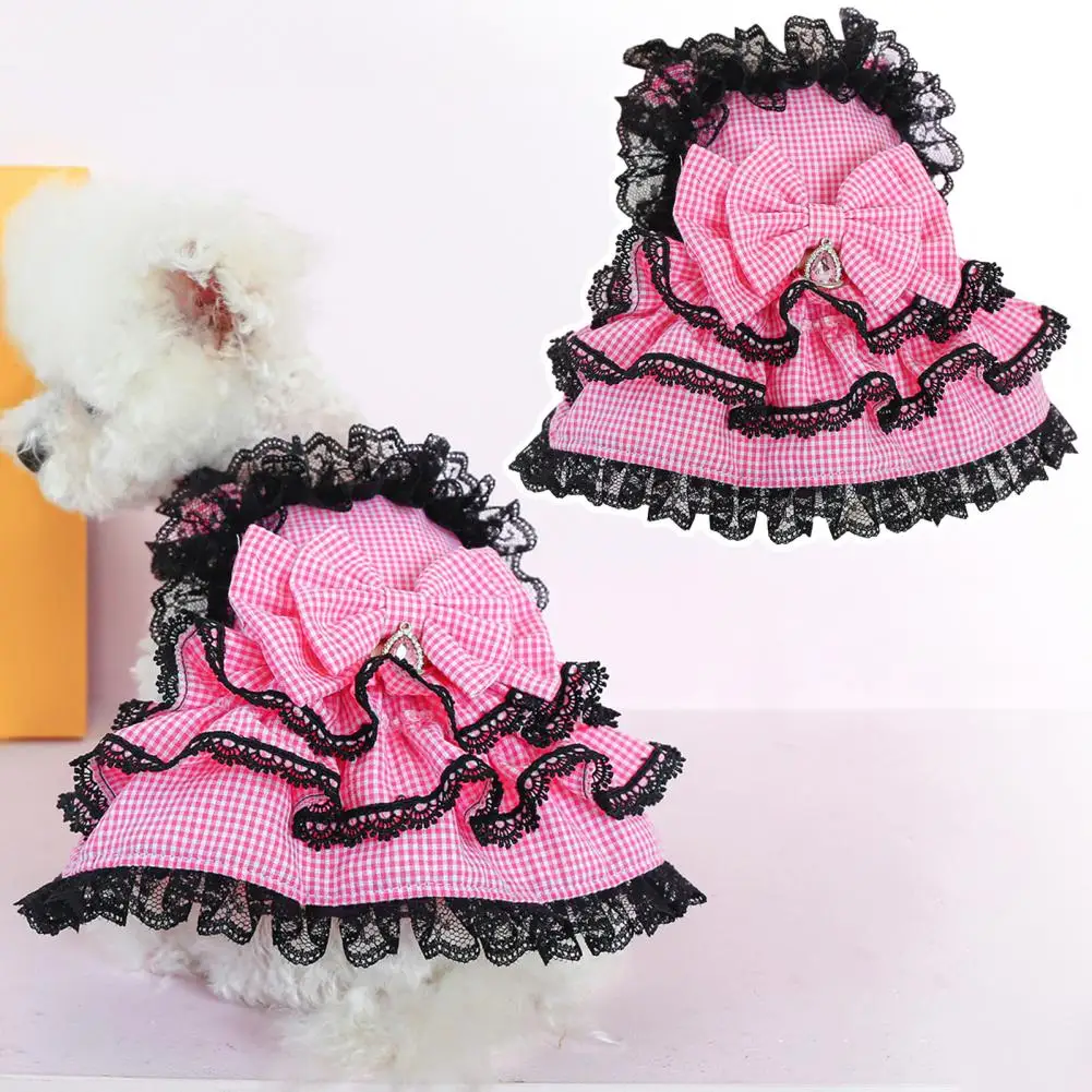 Dog Princess Dress，with Lace Bows，Fabric，Pet Appare，Multi-Layer，Breathable Wedding Dress，for Small Medium Dogs