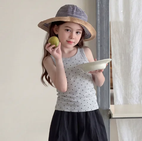 Girls T-shirt 2026 Spring and Summer New Children's Clothing Korean Wind Girl Baby Sweet Pit Solid Color Agaric Lace Suspender