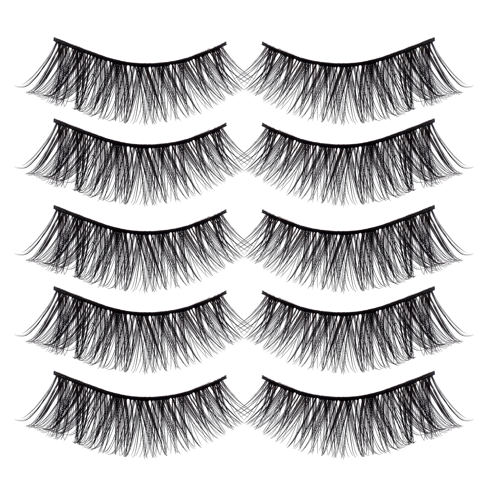 5 Paar falsche Wimpern, handgefertigt, lang, dick, natürlicher Look, angenehm zu tragen, leicht zu entfernendes Augen-Make-up-Zubehör für Frauenpartys