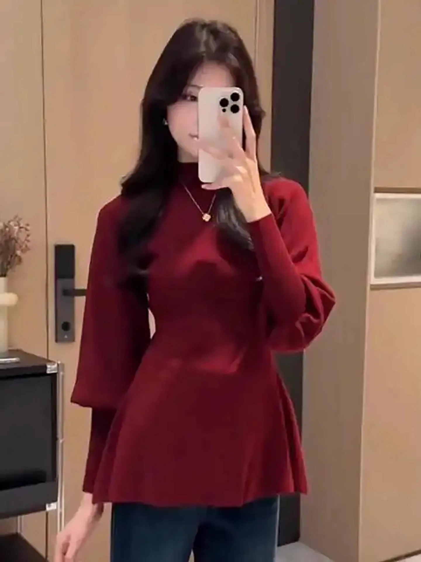 

Женский трикотажный топ Slim Fit, весна 2026, новинка, с завышенной талией, высоким воротником, универсальный, для повседневной носки