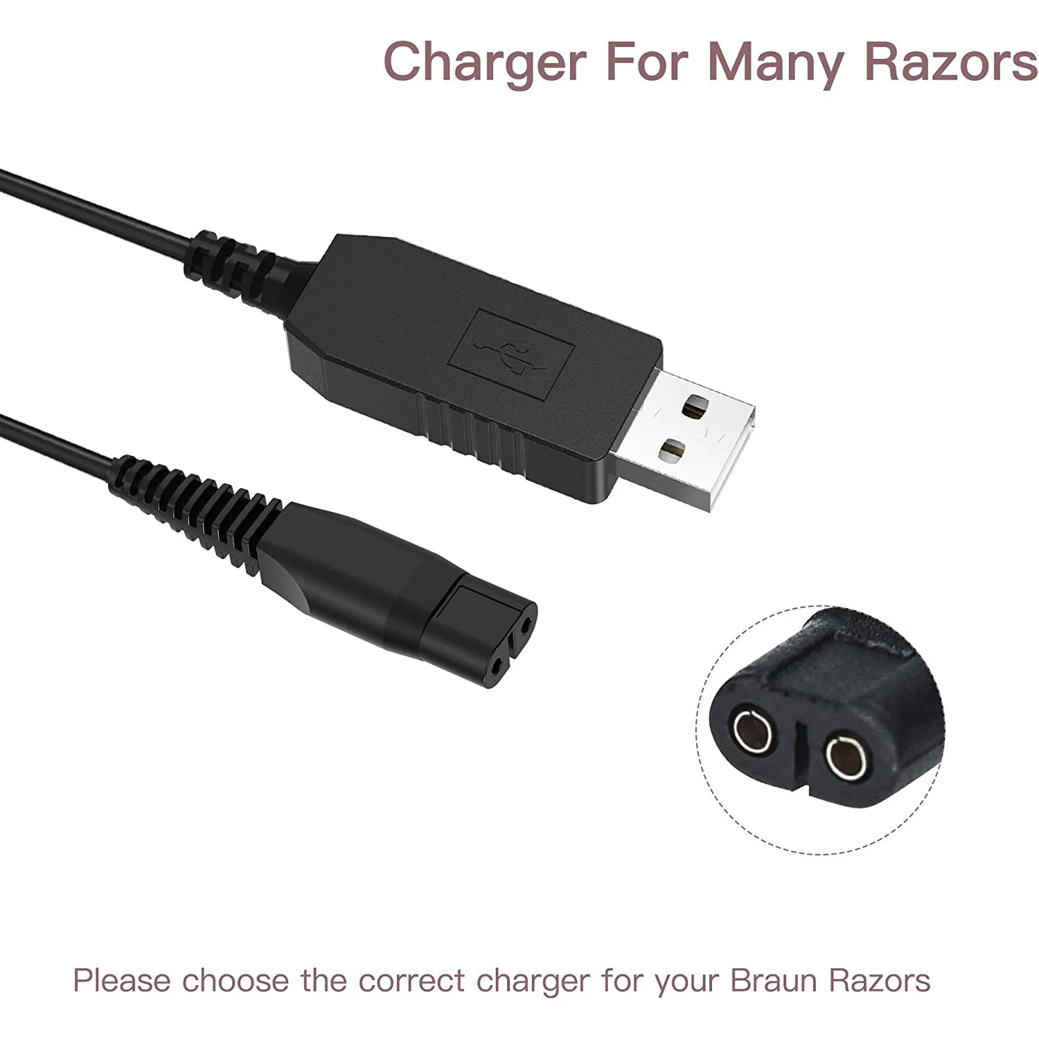 Cavo di ricarica USB 4.3V per Philips Norelco Oneblade QP2520 QP2520/90 QP2520/72 QP2520/70 rasoio serie A00390 Groomi All-in-One