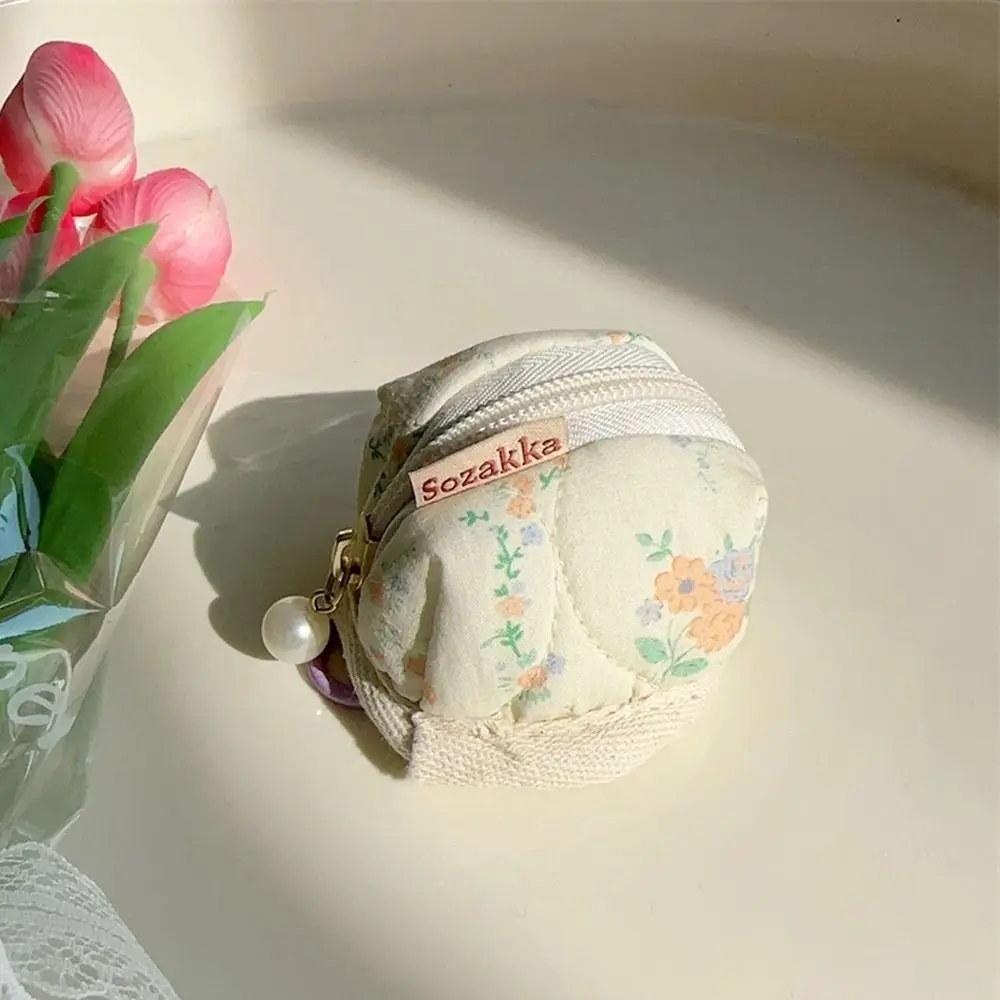 Cotton Mini Coin Purse Cute Small Flower Bag Pendant Mini Storage Bag Key Holder Korean Style Small Wallet Girl