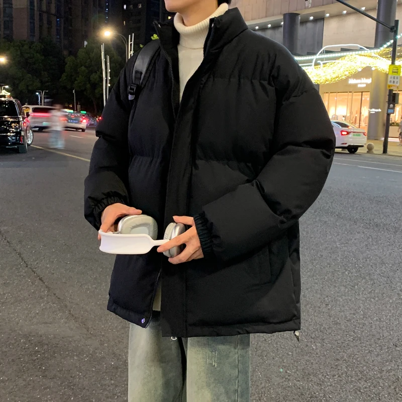 Jaqueta masculina de algodão inchado de inverno, à prova de vento, quente, resistente a arranhões, casaco acolchoado para uso de rua, passeios na cidade e passeios diários