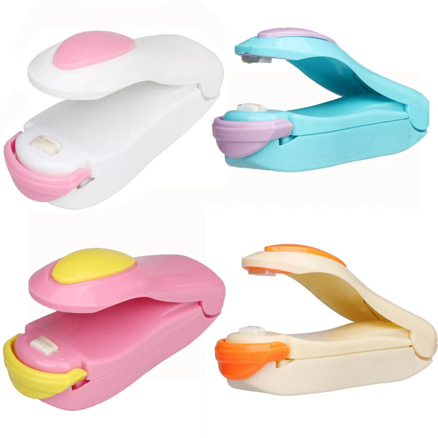 CHRISLZ 4 ชิ้น Mini เครื่องซีลแบบพกพาถุงขนมความร้อนเครื่องซีลมือกดเครื่องซีลสําหรับถุงพลาสติก Food Saver