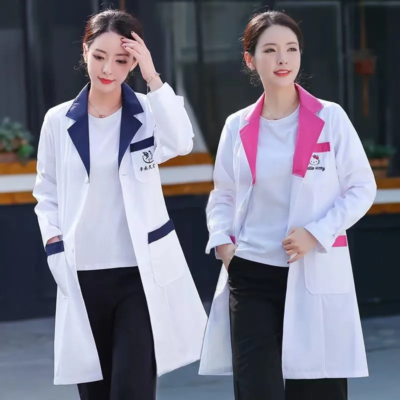 

Unisex White Lab Coats Beauty Salon Workwear Pet Grooming Long Sleeved Lab Coats Famale Spa Uniform Health Service Work Clothing