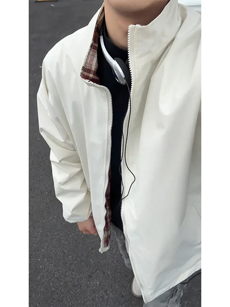 

Мужская куртка-пилот Spor Plaid с воротником-стойкой, весна-осень, в американском ретро-стиле, свободного кроя, из полиэфирного волокна