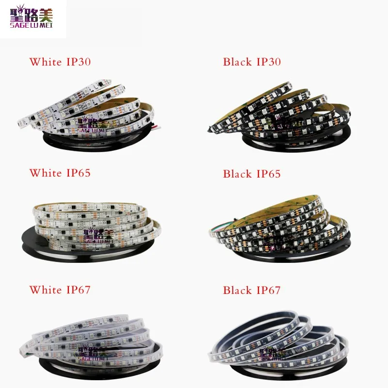 Imagem -04 - Smd Rgb Endereçável Tira Conduzida Pixels Luz 30 48 60 72 60leds m Ip30 Ip65 Ip67 à Prova d Água 150 m 240 300 360leds Dc12v 2811 ic 5050