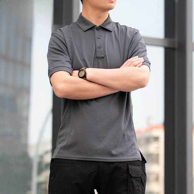 

Helikon Men's Qui Dry irt ort Sve Turn-down Collar Outdoor Summer Daily Breathable Top Faionable Urban Sle