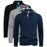 Camisetas de manga larga 95% algodón para hombre, informales, de marca, ropa para hombre, camisetas de moda, camisetas tipo polo en blanco y negro para hombre